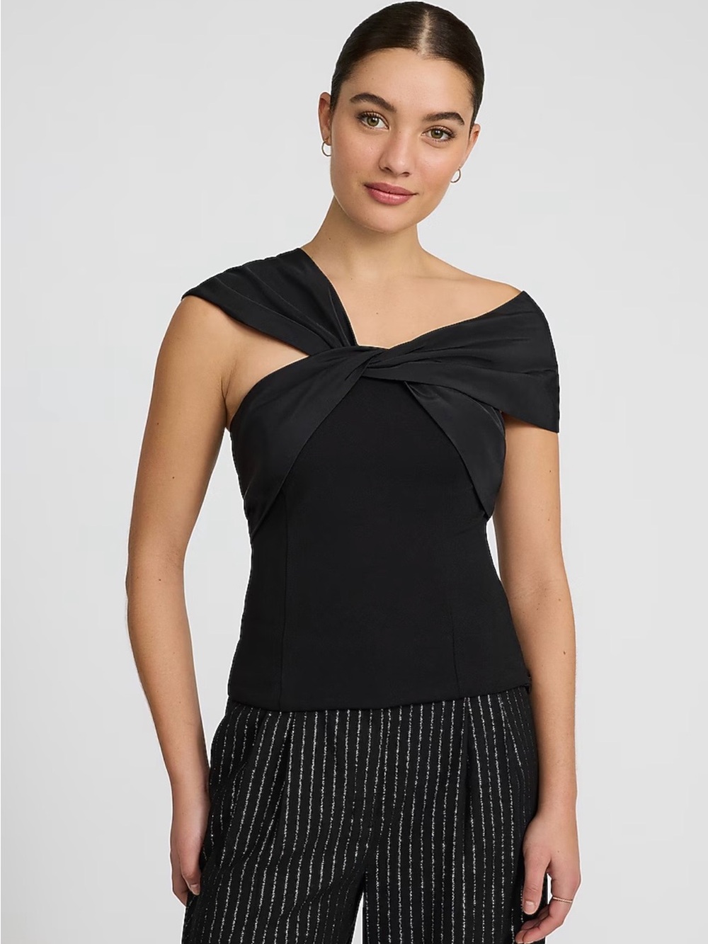 Express Mixed Media Off ShoulderTwist Front Top